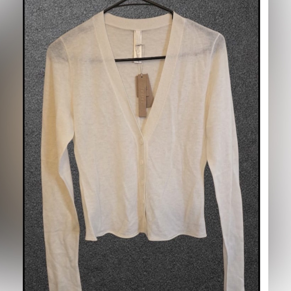 SKIMS Cream Lightweight V-Neck Button Down Shirt